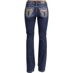 Women s Embellished Faux Flap Pockets Bootcut Jeans Mid-Rise | Versatile Style